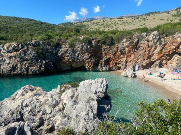 Beach with clear water and rocks, south of Albania.